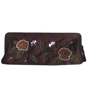 Clutch Bag Purse Avon Treselle Brown Satin Retired Chocolate Brown Nature 11X4.5